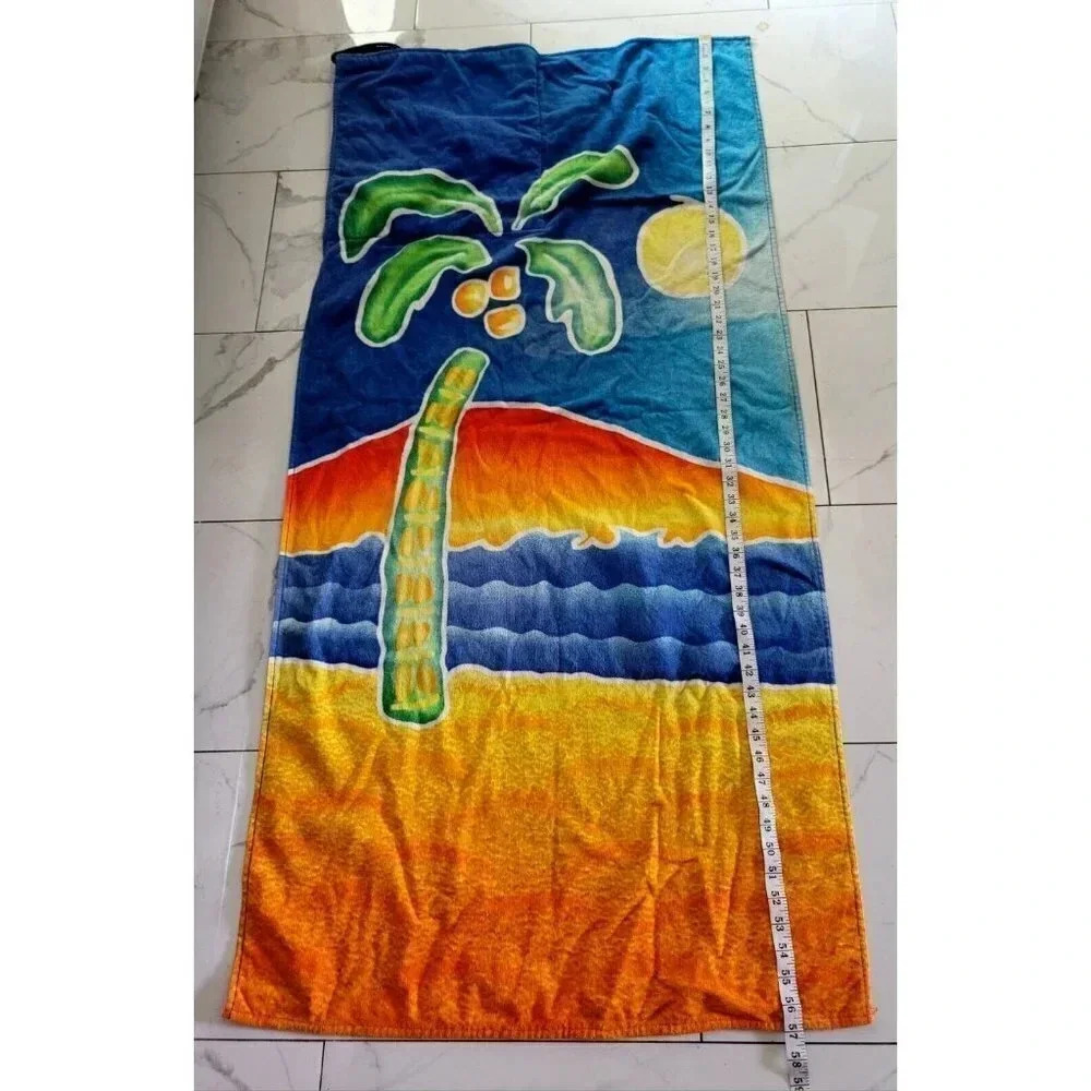 Vintage Hilasal Jumbo Beach Towel Sewn Inside Tote El Salvador  "FUN PALM BAG"